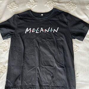 Black Tee with Colorful 'Melanin' Design